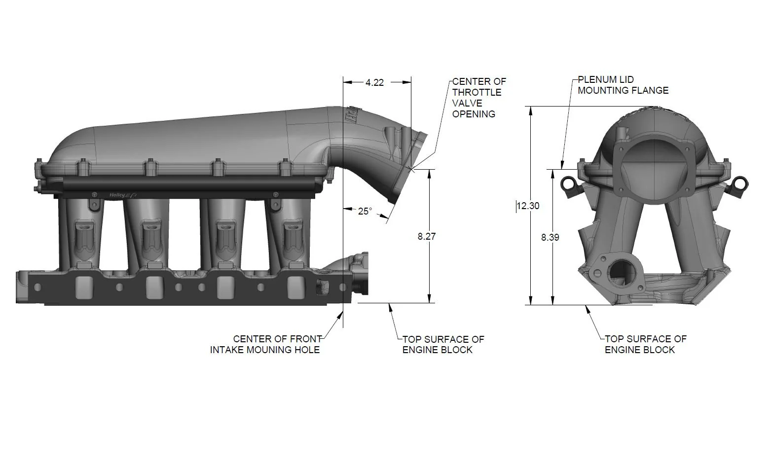 8.2" SBF Ford Hi-Ram Carbureted Manifold Base - Image 5