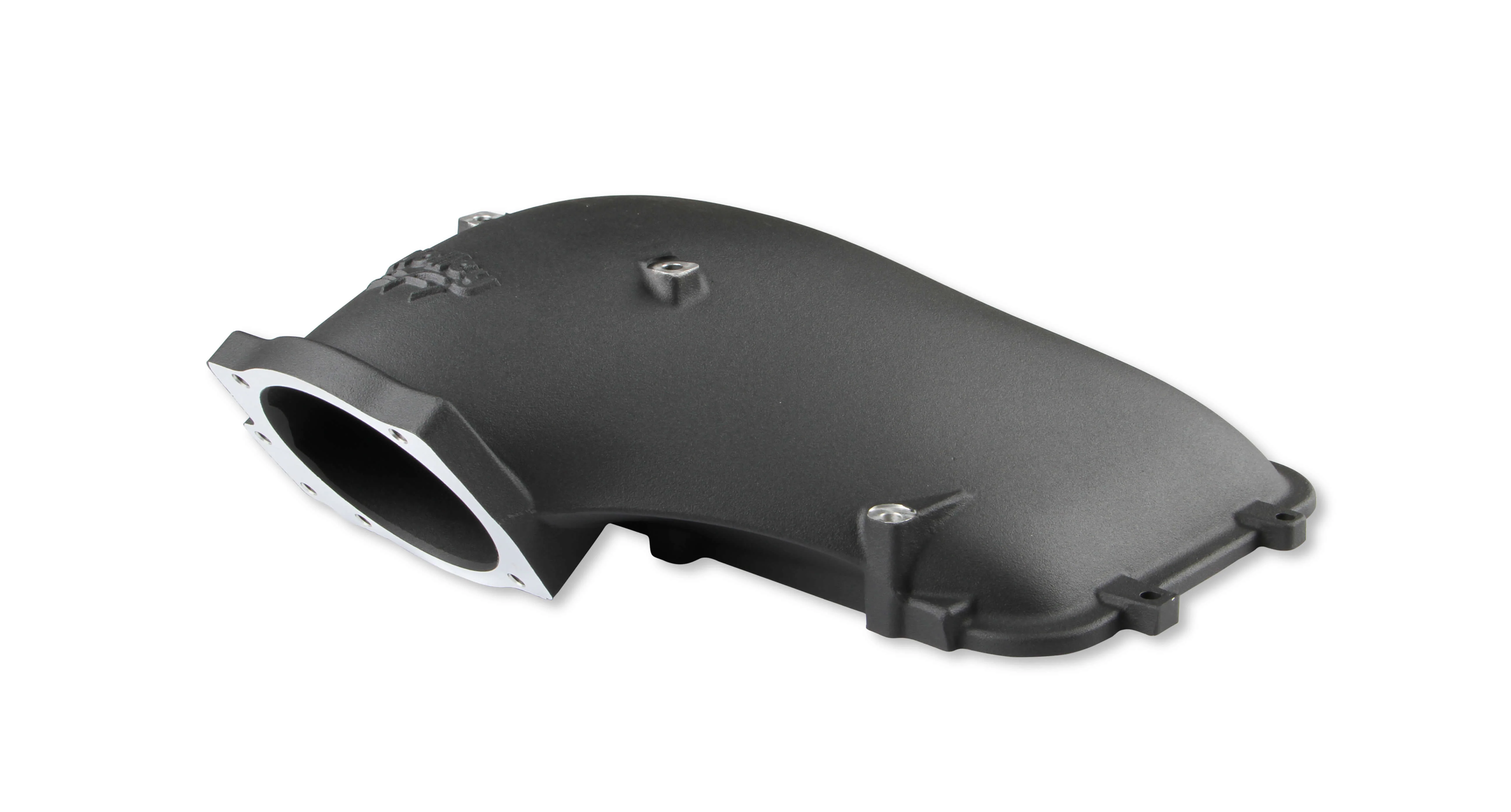 8.2" SBF Ford Hi-Ram Intake Manifold with 105mm 1986-95 Ford 5.0 Throttle Body Flange Side Mount Top. Black - Image 10