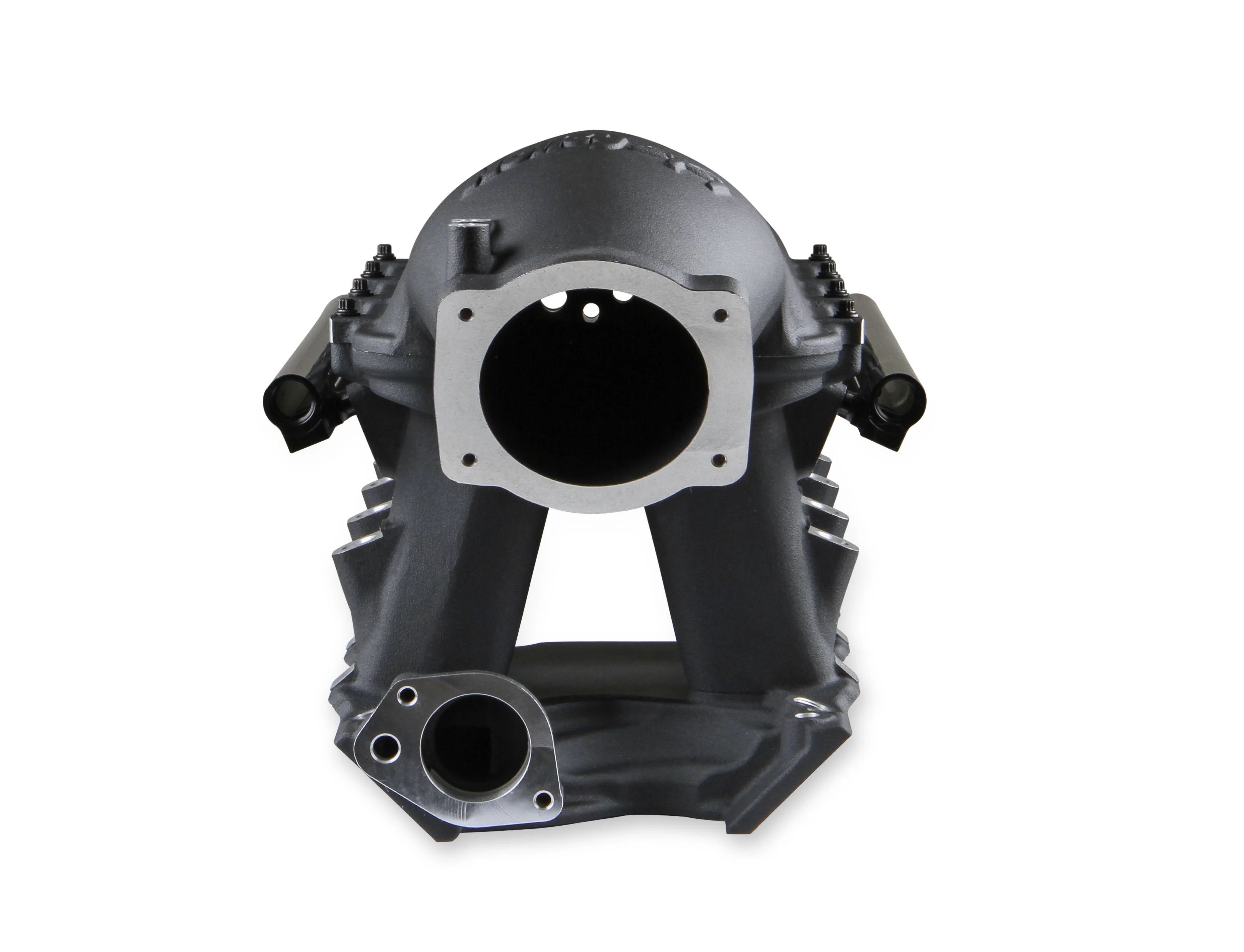 8.2" SBF Ford Hi-Ram Intake Manifold with 95mm LS Throttle Body Flange Top. Black Finish - Image 3