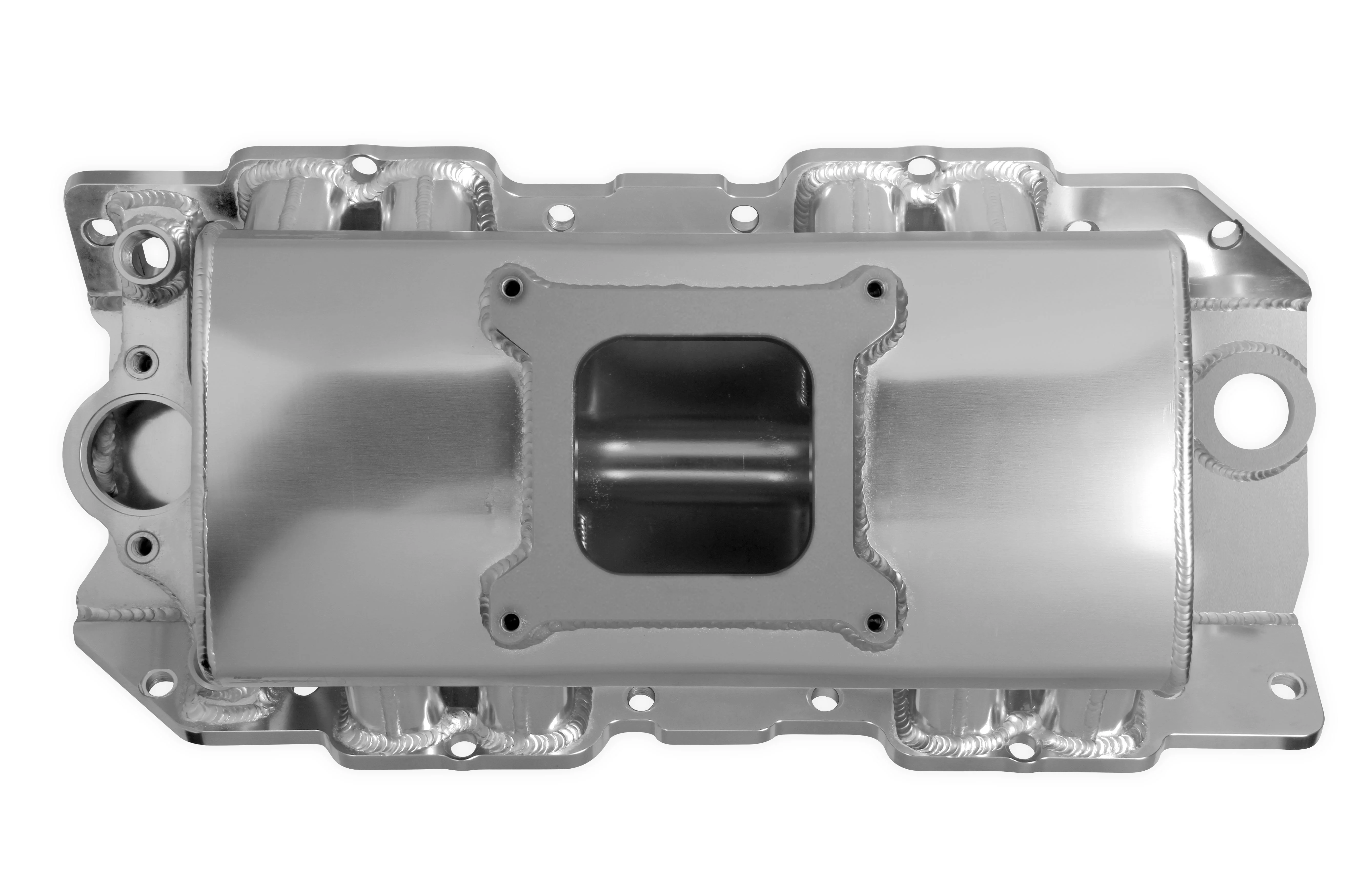 Fabricated Intake Manifold BBC Single Plane 1 x 4150 Silver with Sniper Logo - Image 5