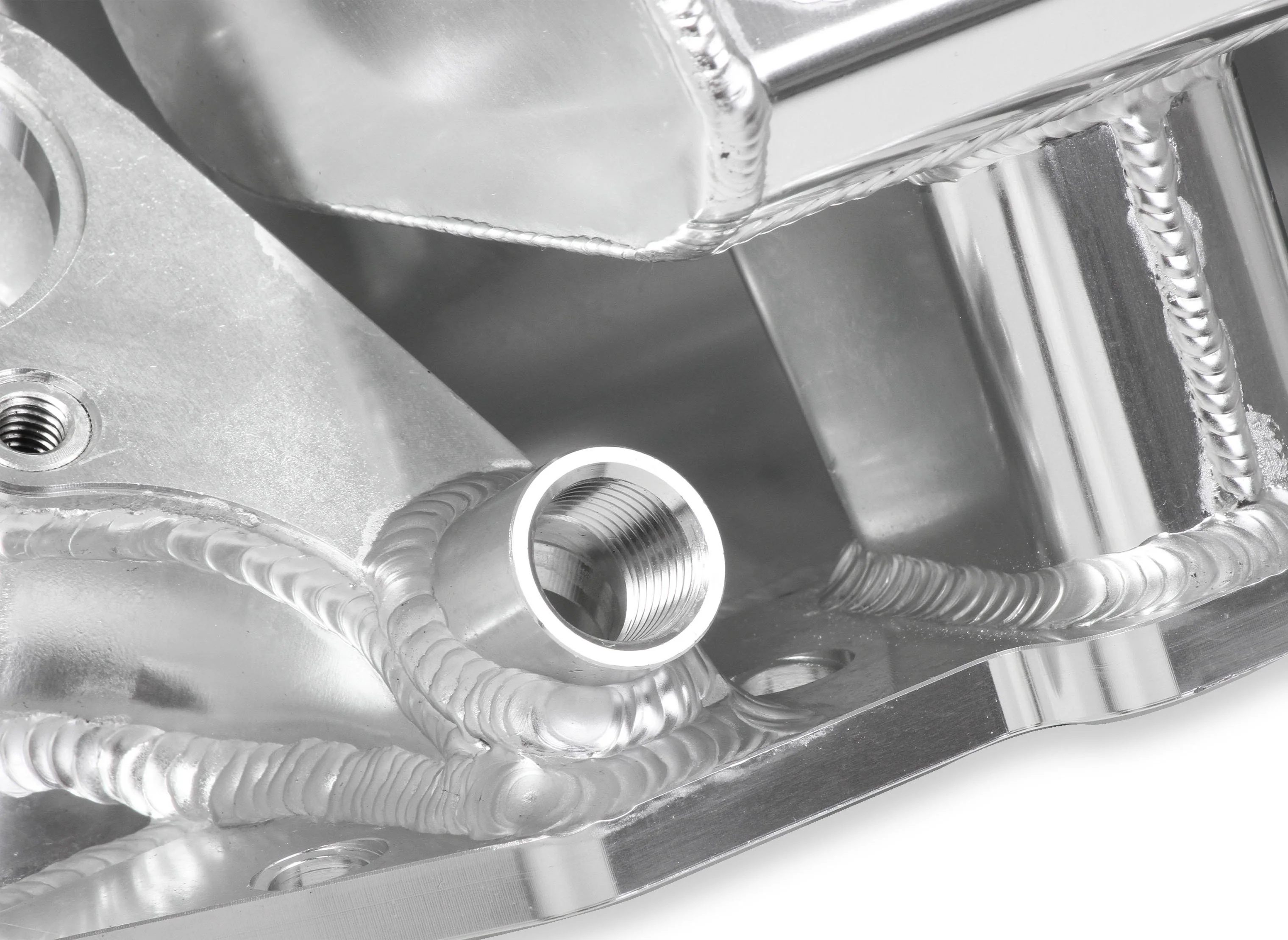 Fabricated Intake Manifold BBC Single Plane 2 x 4150 Silver with Sniper Logo - Image 5