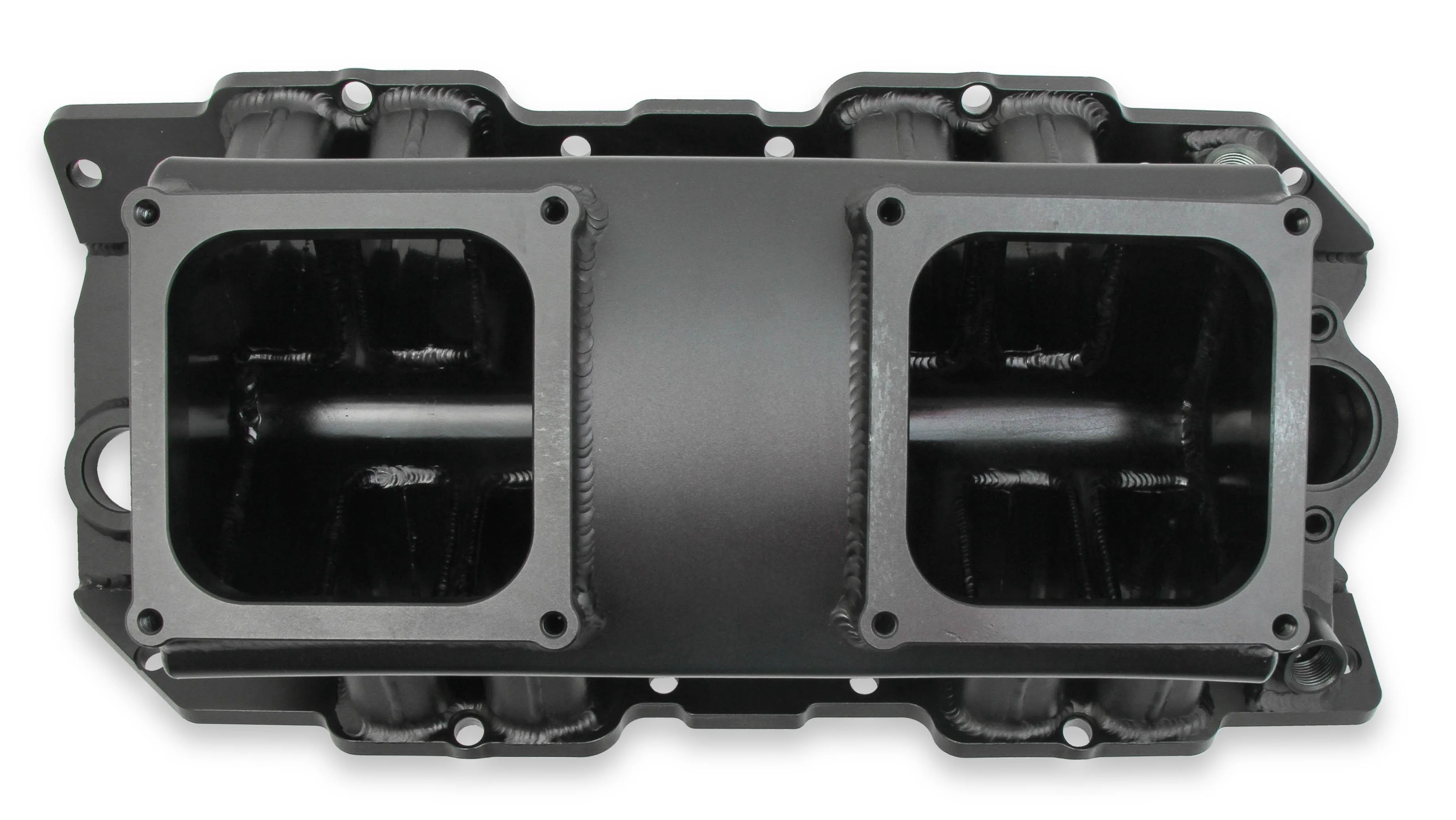 Fabricated Intake Manifold BBC Single Plane 2 x 4500 Black with Sniper Logo - Image 11