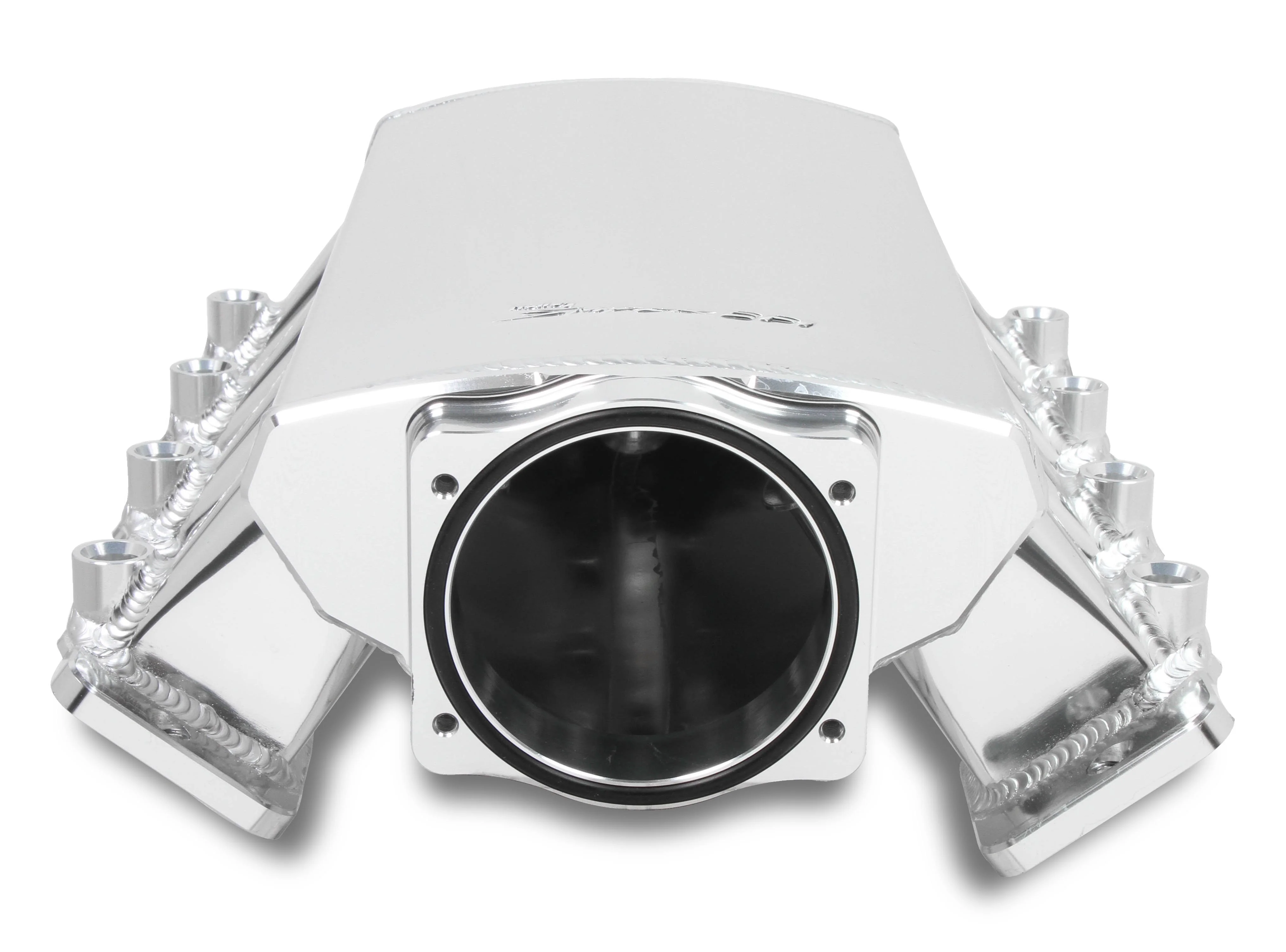 Hi-Ram Sheet Metal Fabricated Intake Manifold LS7 102mm Throttle Body opening + Fuel Rail Kit Silver with Sniper logo -Low Profile - Image 4