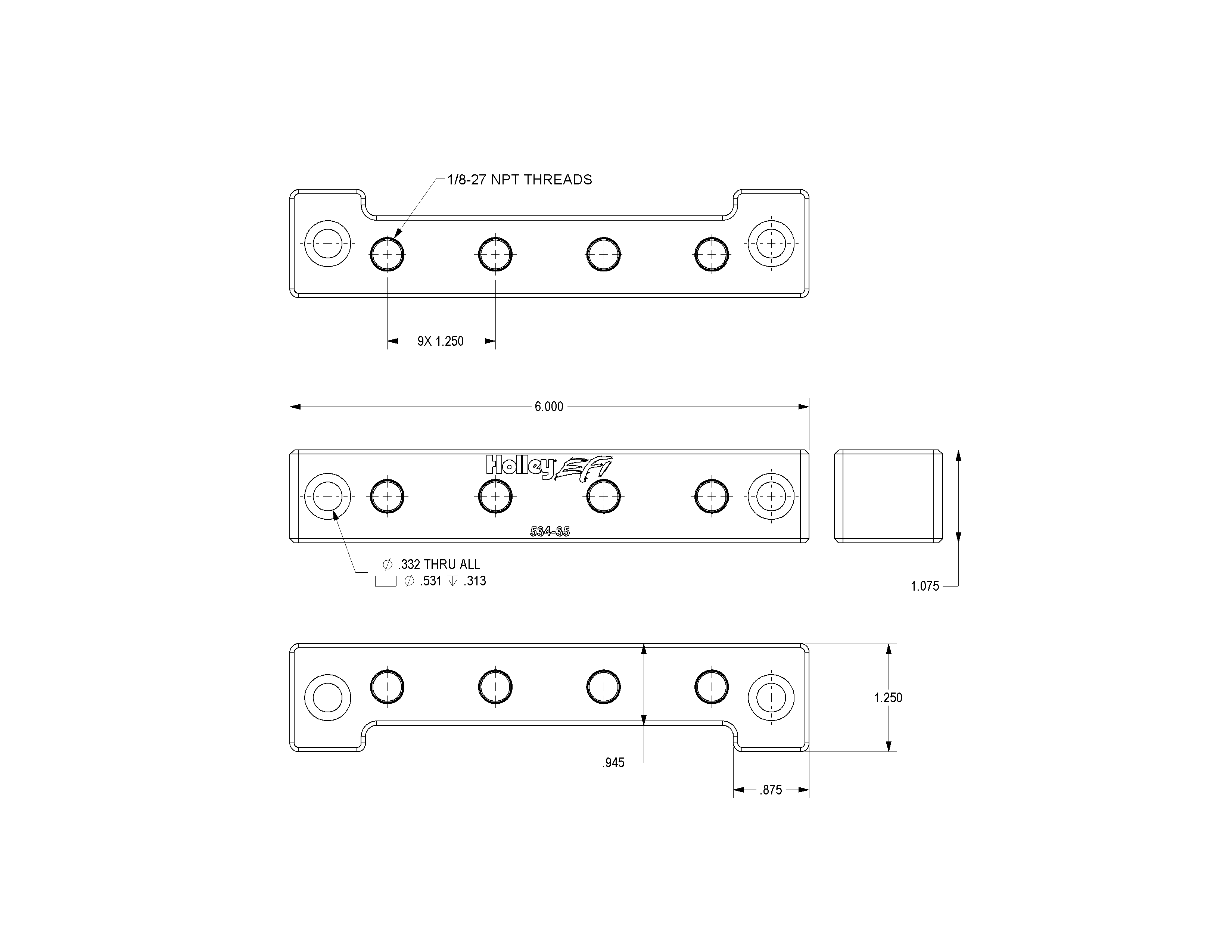 HOLLEY EFI 1/8NPT SENSOR BLOCK - Image 7