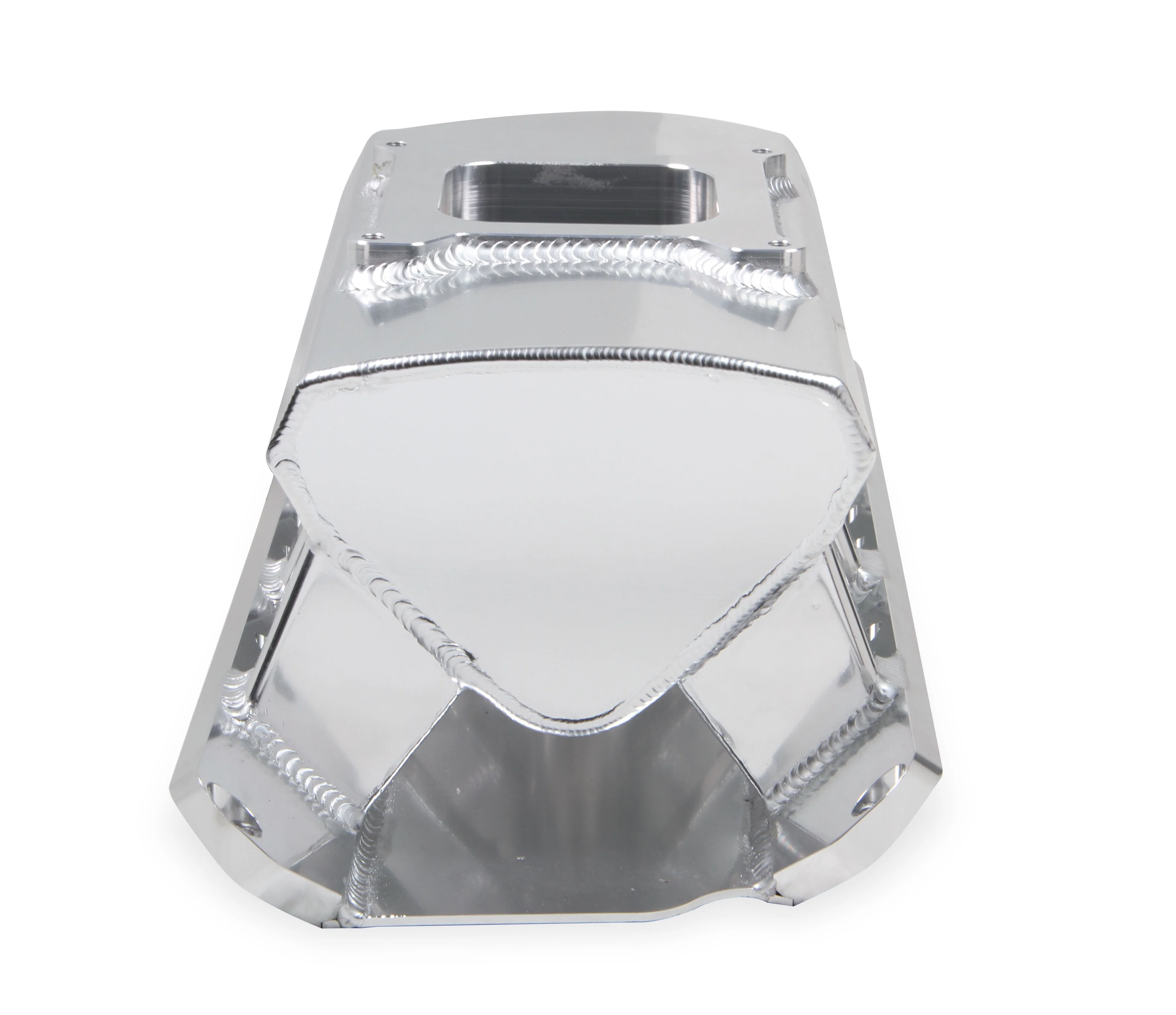 Sheet Metal Fabricated Intake Manifold 289-302 Small Block Ford Single Plane Carbureted Silver with Sniper logo. - Image 3