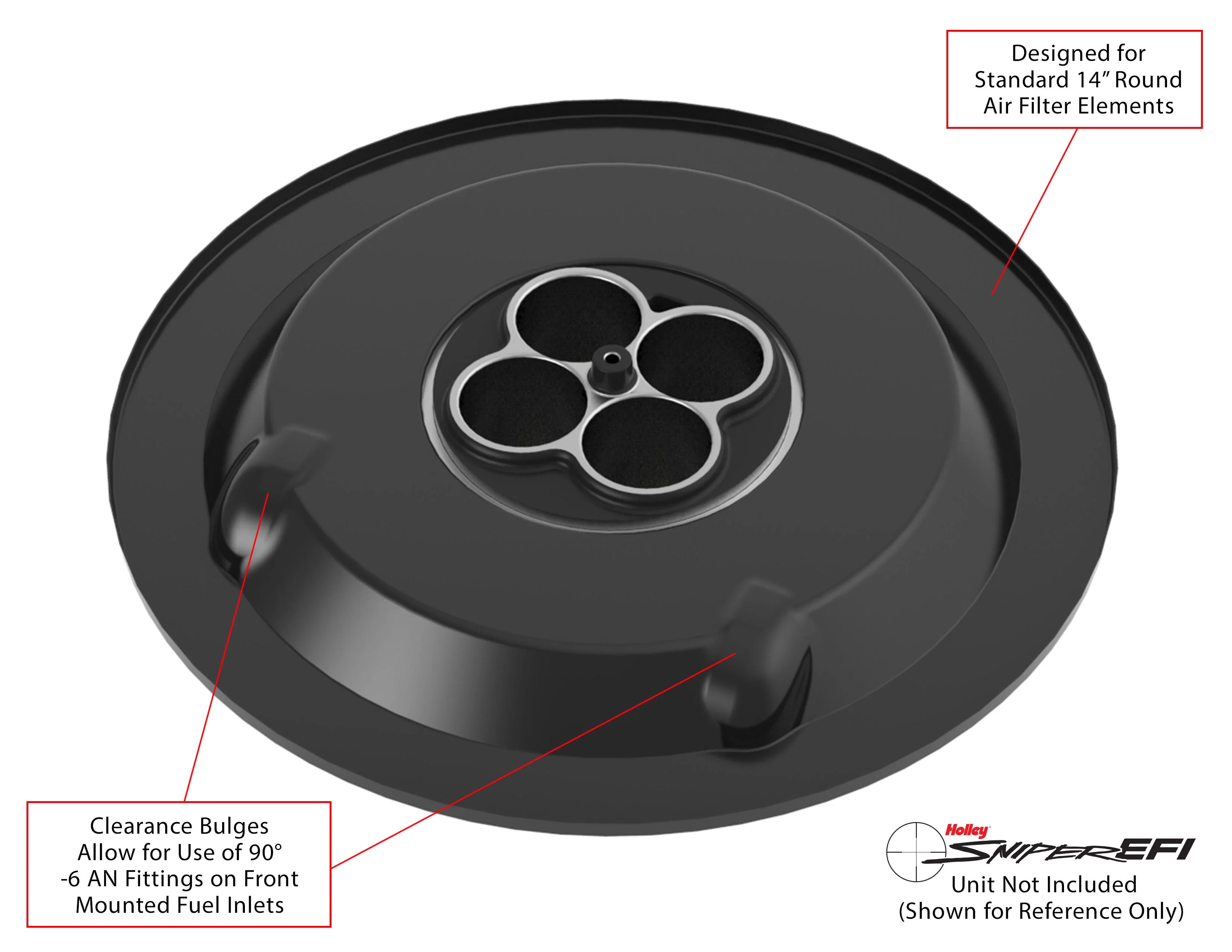 Sniper Air Cleaner Assembly, 14" x 4" - Black Finish - Image 6